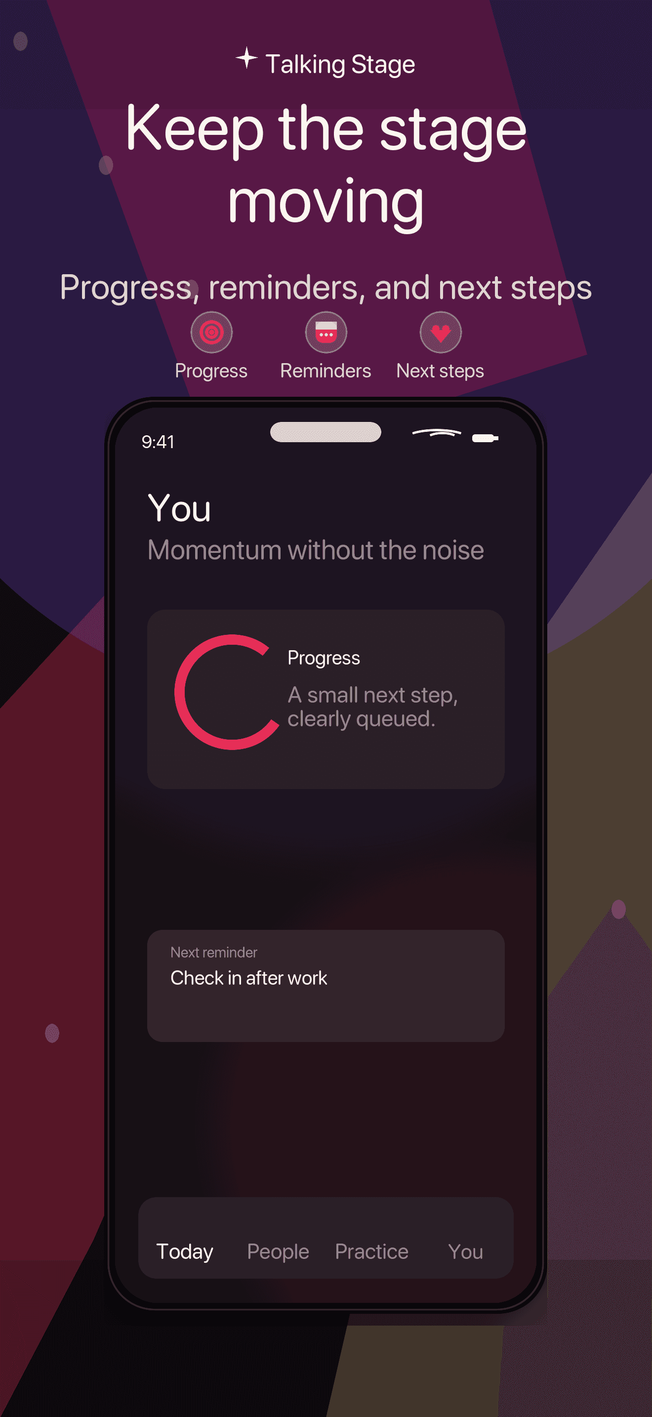 Talking Stage progress and momentum screen